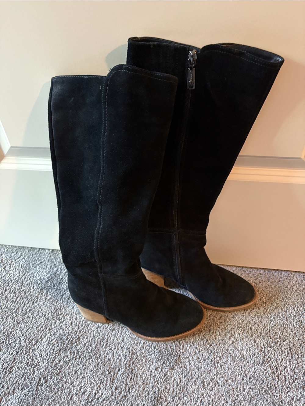 Blondo Black Suede Tall Zip Boots